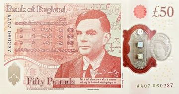 50 pounds Elisabeth II Alan Turing 2021-2022 — vue 1